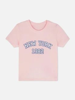 Hauts Et T-Shirts|Primark T-shirt Graphique New York Rose clair