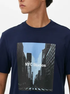 Hauts Et T-Shirts|Primark T-shirt Graphique NYC Studios Bleu marine
