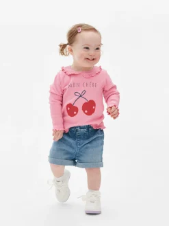 Hauts Et T-Shirts|Primark T-shirt Imprimé à Ourlet Ondulé Rose