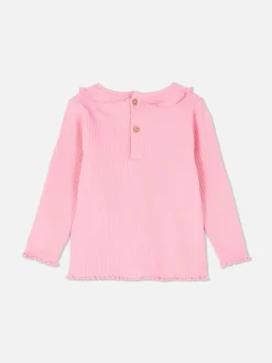 Hauts Et T-Shirts|Primark T-shirt Imprimé à Ourlet Ondulé Rose
