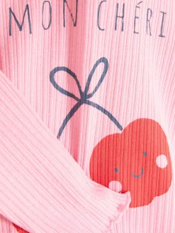 Hauts Et T-Shirts|Primark T-shirt Imprimé à Ourlet Ondulé Rose