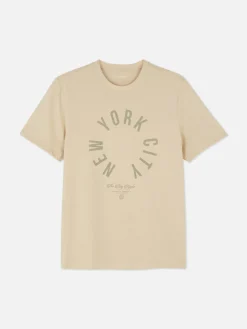 Hauts Et T-Shirts|Primark T-shirt Imprimé New York City Grège