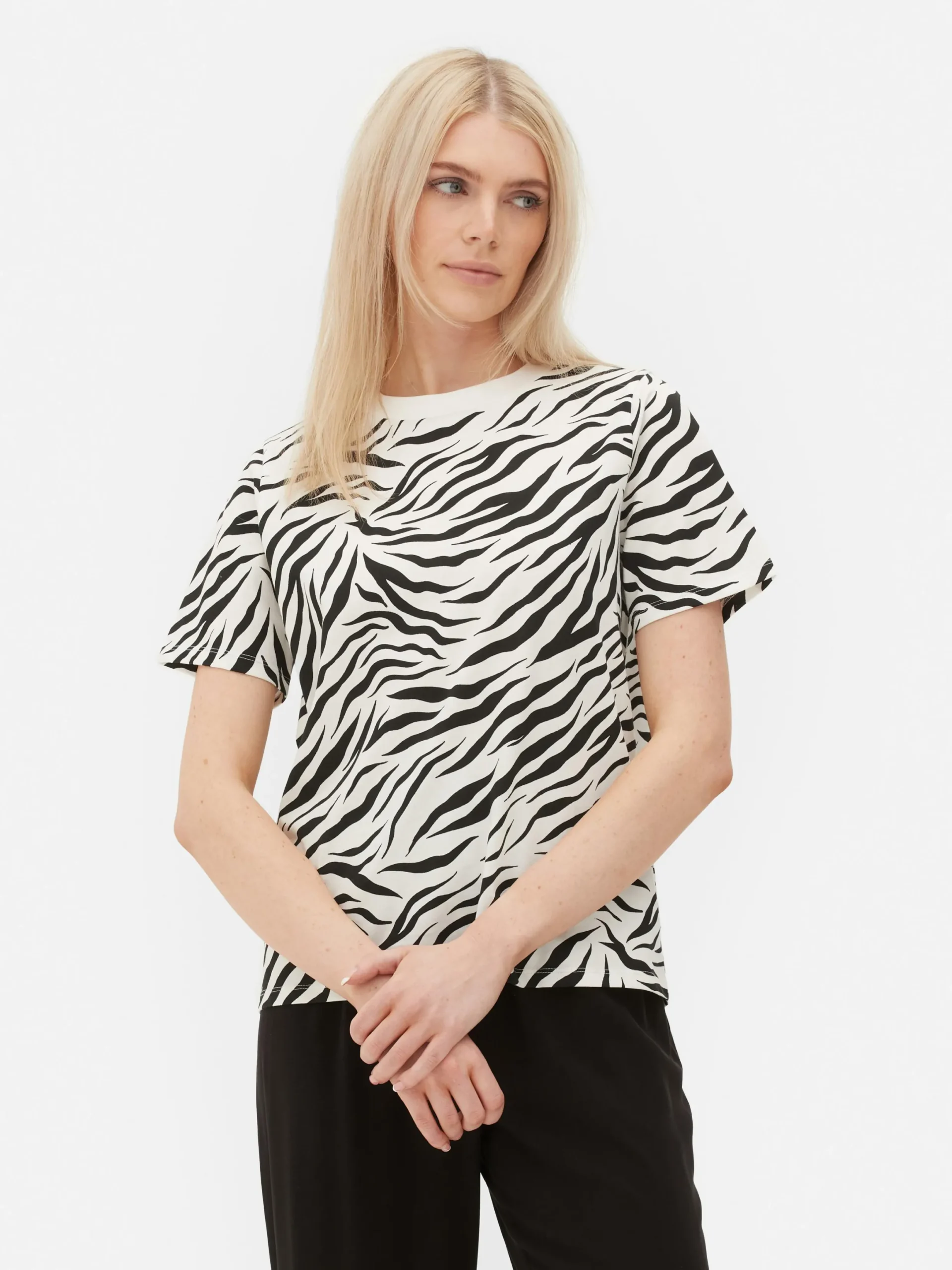 Hauts Et T-Shirts|Primark T-shirt Imprimé Sur L'ensemble Noir/Blanc