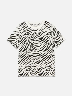 Hauts Et T-Shirts|Primark T-shirt Imprimé Sur L'ensemble Noir/Blanc