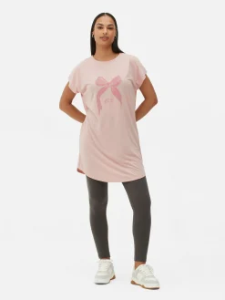 Hauts Et T-Shirts|Primark T-shirt Long à Col Ras-du-cou Rose clair