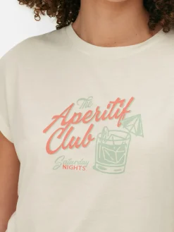 Hauts Et T-Shirts|Primark T-shirt Long à Col Ras-du-cou Ivoire