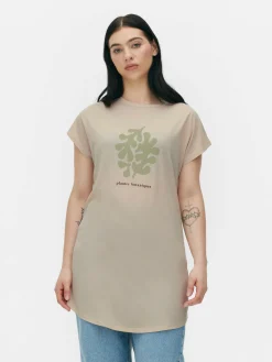 Hauts Et T-Shirts|Primark T-shirt Long à Col Ras-du-cou Fauve