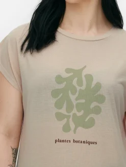 Hauts Et T-Shirts|Primark T-shirt Long à Col Ras-du-cou Fauve