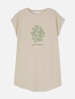 Hauts Et T-Shirts|Primark T-shirt Long à Col Ras-du-cou Fauve