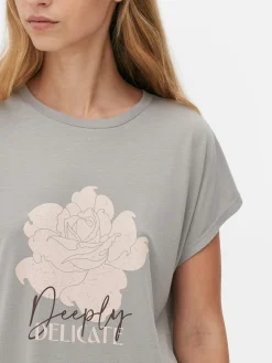 Hauts Et T-Shirts|Primark T-shirt Long à Col Ras-du-cou Gris