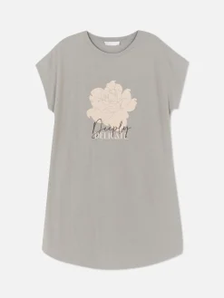 Hauts Et T-Shirts|Primark T-shirt Long à Col Ras-du-cou Gris