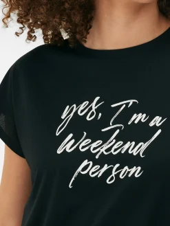 Hauts Et T-Shirts|Primark T-shirt Long à Col Ras-du-cou Noir