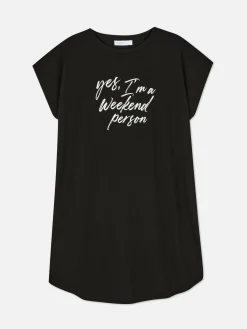 Hauts Et T-Shirts|Primark T-shirt Long à Col Ras-du-cou Noir