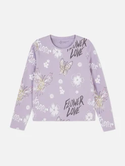 Hauts Et T-Shirts|Primark T-shirt Manches Longues à Motifs Lilas