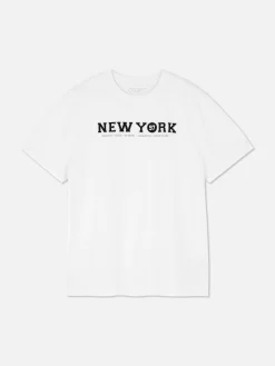 Hauts Et T-Shirts|Primark T-shirt New York 97 Blanc