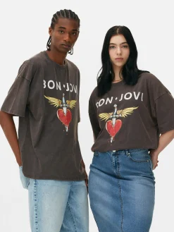 T-Shirts Et Sweat-Shirts À Motifs|Hauts Et T-Shirts|Primark T-shirt Oversize Bon Jovi Anthracite