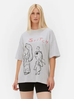 Hauts Et T-Shirts|Primark T-shirt Oversize Disney Lilo & Stitch Gris