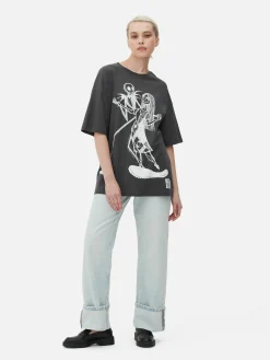 The Nightmare Before Christmas|Tout Halloween|Primark T-shirt Oversize Disney L’Étrange Noël De Monsieur Jack De Tim Burton Anthracite