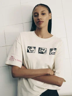 Hauts Et T-Shirts|Primark T-shirt Oversize Disney Mickey Mouse X Keith Haring Blanc