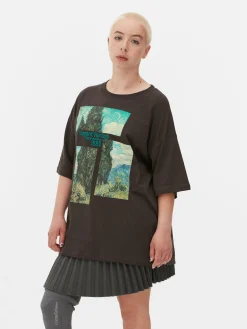T-Shirts Et Sweat-Shirts À Motifs|Hauts Et T-Shirts|Primark T-shirt Oversize Les Cyprès De Van Gogh Anthracite