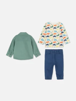 Ensembles Et Tenues|Primark T-shirt, Pantalon Chino Et Veste-chemise Dinosaure Vert