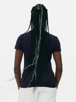 Hauts Et T-Shirts|Primark T-shirt Ras Du Cou Stretch Bleu marine