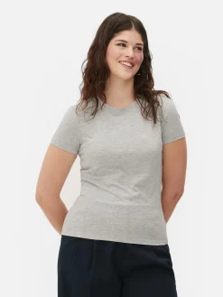Hauts Et T-Shirts|Primark T-shirt Ras Du Cou Stretch Gris chiné