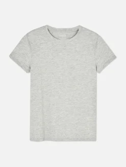 Hauts Et T-Shirts|Primark T-shirt Ras Du Cou Stretch Gris chiné