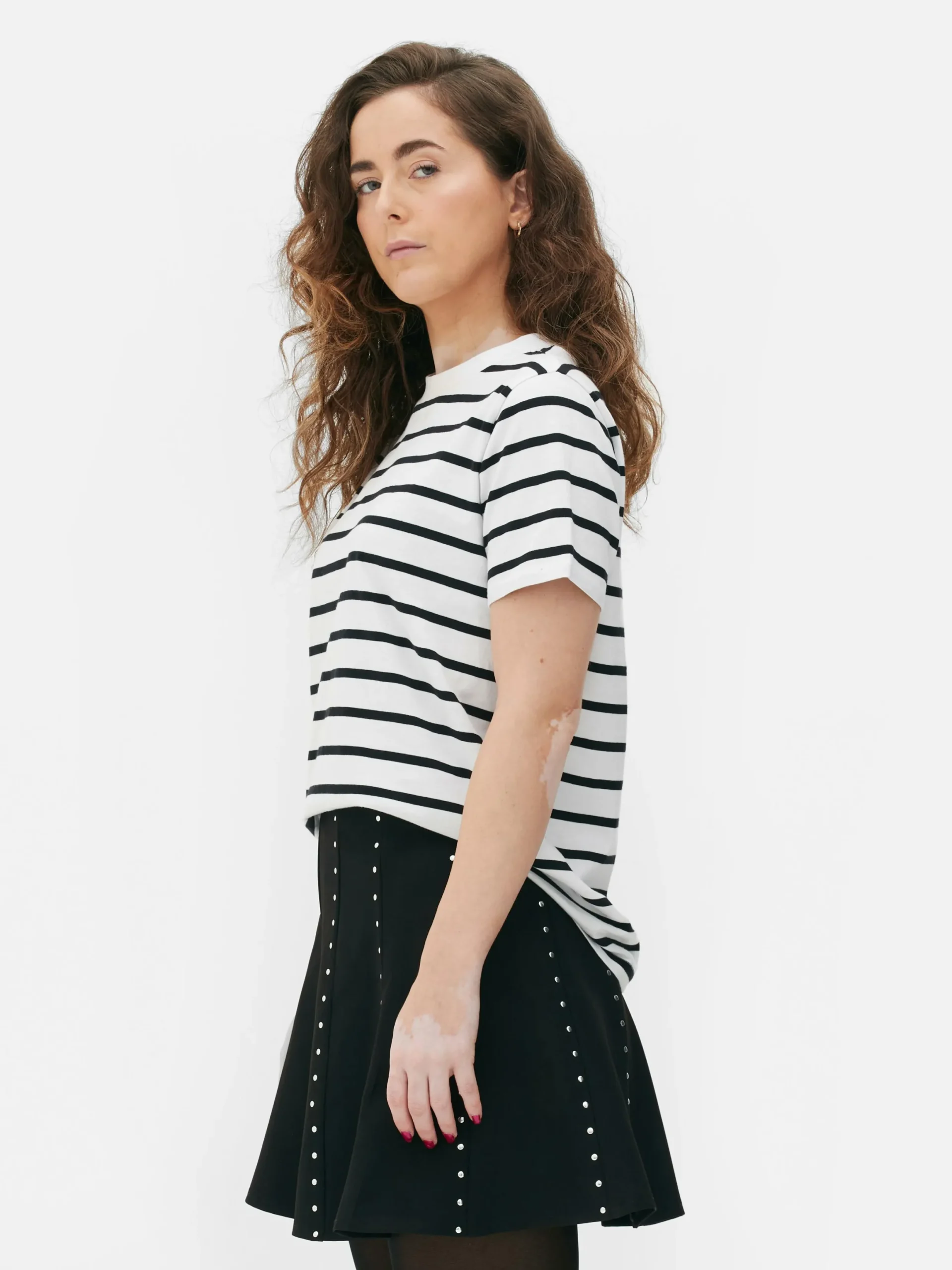 Hauts Et T-Shirts|Primark T-shirt Rayé à Col Ras-du-cou Noir/Blanc