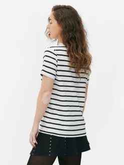 Hauts Et T-Shirts|Primark T-shirt Rayé à Col Ras-du-cou Noir/Blanc