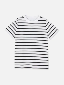Hauts Et T-Shirts|Primark T-shirt Rayé à Col Ras-du-cou Noir/Blanc
