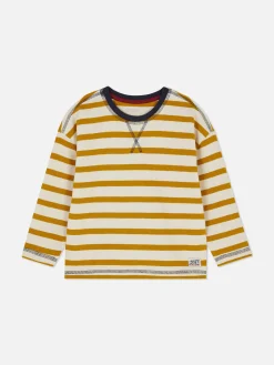 Hauts Et T-Shirts|Primark T-shirt Rayé à Rayures Et Manches Longues Jaune moutarde