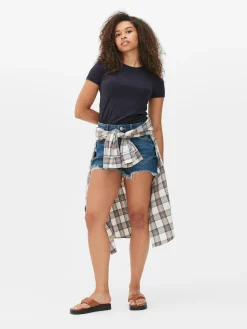 Hauts Et T-Shirts|Primark T-shirt Stretch à Col Ras-du-cou Bleu marine