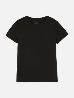 Hauts Et T-Shirts|Primark T-shirt Stretch à Manches Courtes Noir