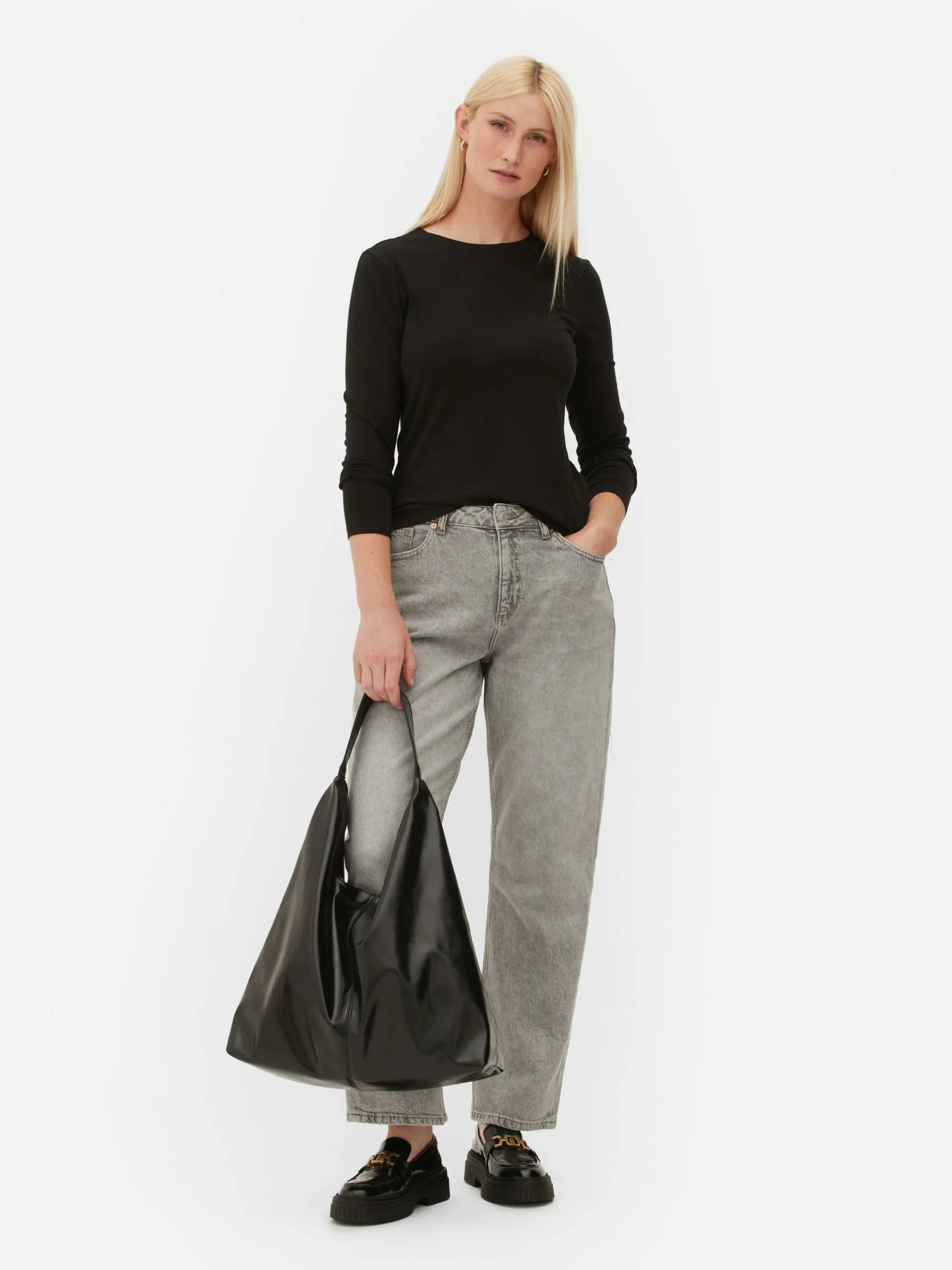 Hauts Et T-Shirts|Primark T-shirt Stretch à Manches Longues Noir