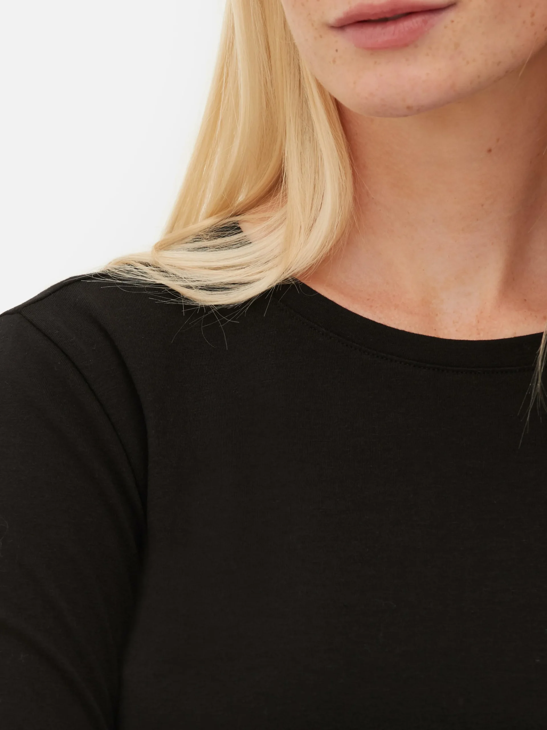 Hauts Et T-Shirts|Primark T-shirt Stretch à Manches Longues Noir