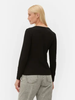 Hauts Et T-Shirts|Primark T-shirt Stretch à Manches Longues Noir