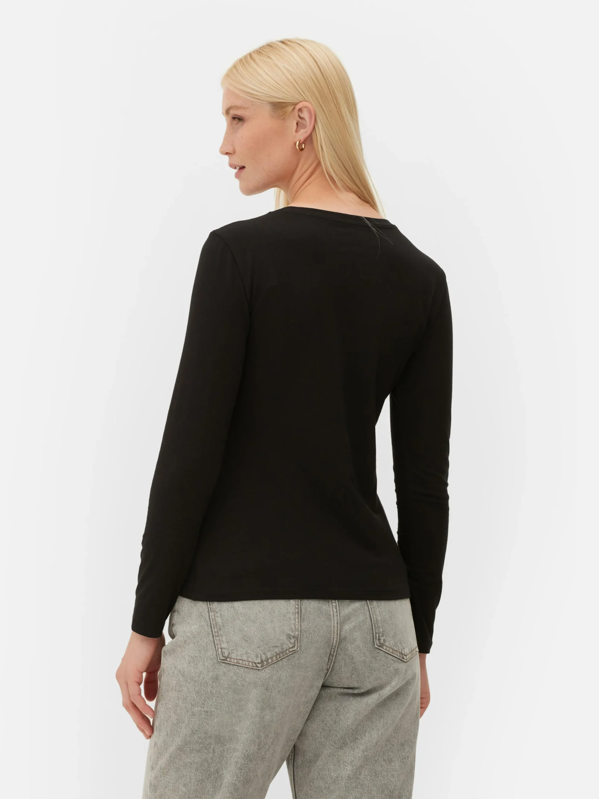 Hauts Et T-Shirts|Primark T-shirt Stretch à Manches Longues Noir