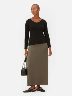 Hauts Et T-Shirts|Primark T-shirt Stretch à Manches Longues Noir