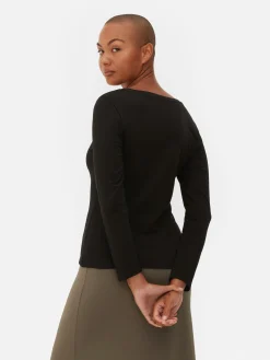 Hauts Et T-Shirts|Primark T-shirt Stretch à Manches Longues Noir