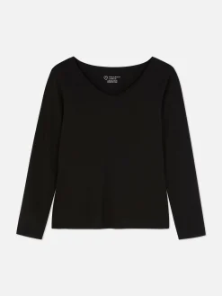 Hauts Et T-Shirts|Primark T-shirt Stretch à Manches Longues Noir