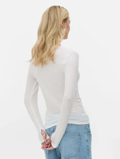 Hauts Et T-Shirts|Primark T-shirt Stretch à Manches Longues Rita Ora Ivoire