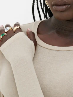 Hauts Et T-Shirts|Primark T-shirt Stretch à Manches Longues Rita Ora Fauve