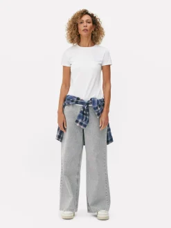 Hauts Et T-Shirts|Primark T-shirt Stretch Ras Du Cou Blanc