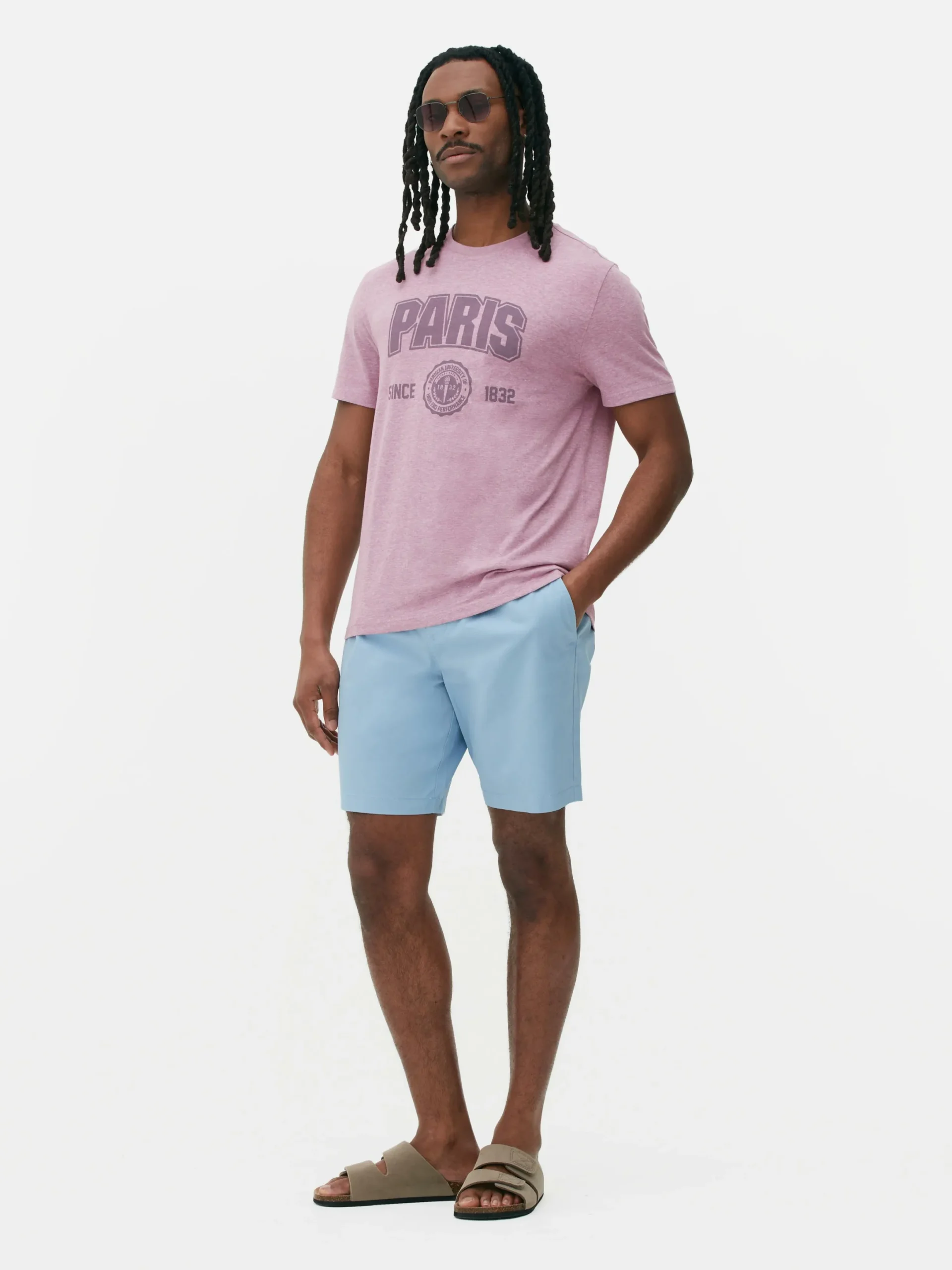 Hauts Et T-Shirts|Primark T-shirt Style Universitaire à Manches Courtes Paris Violet