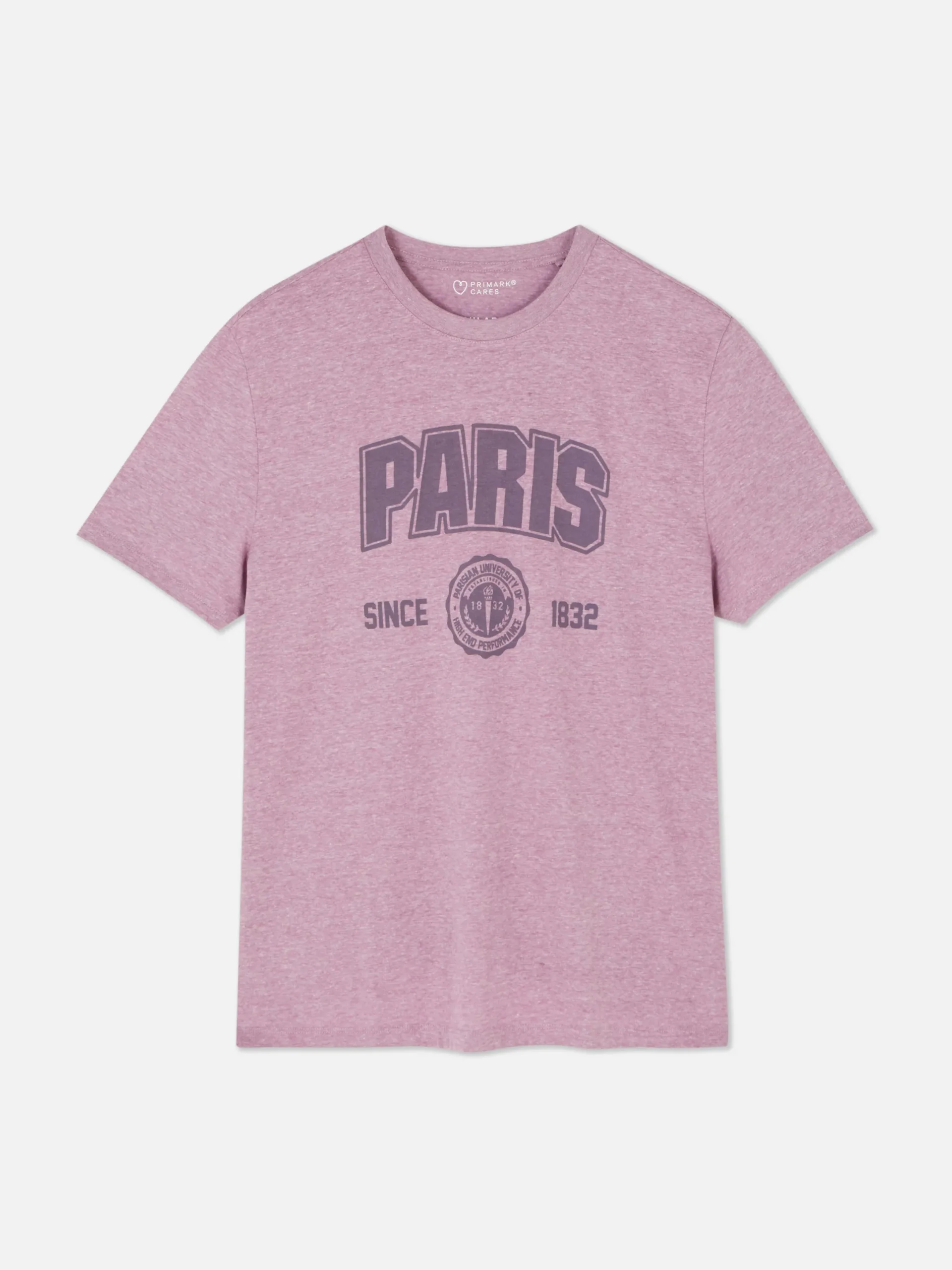 Hauts Et T-Shirts|Primark T-shirt Style Universitaire à Manches Courtes Paris Violet