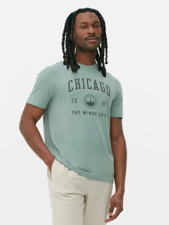 Hauts Et T-Shirts|Primark T-shirt Style Universitaire Chicago Vert