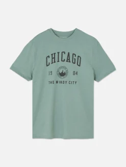 Hauts Et T-Shirts|Primark T-shirt Style Universitaire Chicago Vert