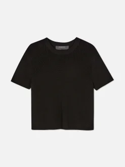 Hauts Et T-Shirts|Primark T-shirt Tricoté à Col Rond Noir
