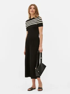 Hauts Et T-Shirts|Primark T-shirt Tricoté à Manches Courtes Noir/Blanc